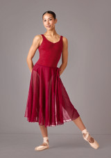 Move Dance Cynthia Long Ballet Dance Skirt Burgundy Front 8 [Red]