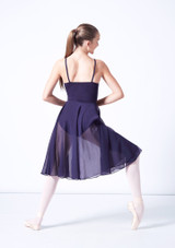 Mid-Calf Length Chiffon Skirt Navy Blue Back [Blue]