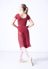 Mid-Calf Length Chiffon Skirt Burgundy Back [Red]