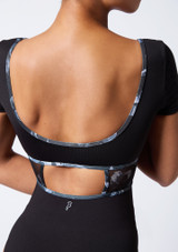 Bloch Mia Black Floral Cap Sleeve Leotard Bloch Mia Black Floral Cap Sleeve Leotard