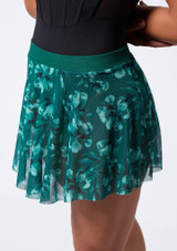 Bloch Ellery Print Mesh Skirt Dark Green Front 3 [Green]