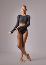 Move Dance Andie Long Sleeve Dance Top Black Front 2 [Black]