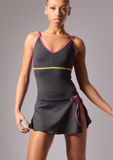 Move Dance Anais Side Split Dance Skirt Black Front [Black]