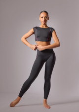 Move Dance Anaya Cap Sleeve Dance Top Black Front 4 [Black]