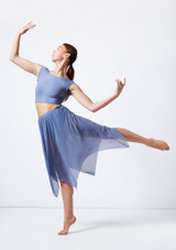Move Dance Sylvia Hankerchief Hem Skirt Blue Front [Blue]