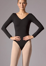 Move Dance Girls Billie Long Sleeve Leotard Black Front [Black]