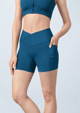 Bloch Harietta V  front shorts with side pockets Peacock Front 2 [Blue]