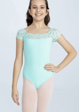 So Danca Elenita lace detail leotard teen Ocean Spray Front [Blue]