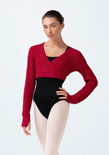 Bloch Atiyah Wrap Knit Crop Top Cherry Front [Red]
