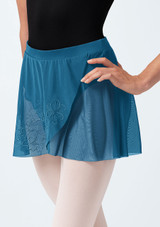 Bloch Zoe Embroidered Skirt Cerulean Front [Blue]