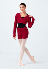 Bloch Lutina Knit Shorts Cherry Front 2 [Red]