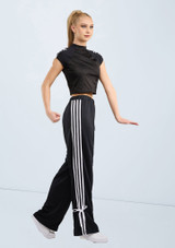 Weissman Sporty Tied-Sleeve Crop Top Black 2 [Black]