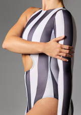 Jolista Pierrot Cut Out Stripe Catsuit Black-White 3 [Black]