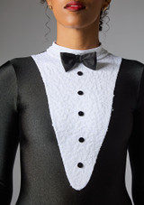 Jolista Speakeasy Long Sleeve Tuxedo Leotard Black-White 6 [Black]