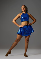 Jolista Jewel Sequin Dance Skirt Royal Blue 9 [Blue]