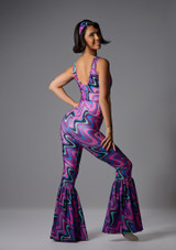 Printed 70's catsuit Groovy Swirl Front 6 [Patterned]