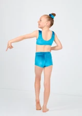 Alegra Girls Illume Velour Gymnastics Shorts Plum Back 3 [Purple]