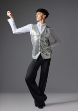 Jolista Men's Maestro Costume Waistcoat Silver Front [Silver]