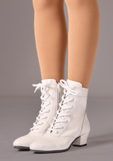 Move Dance Susie Leather Ankle Dance Boot - 1.5" White Front 2 [White]