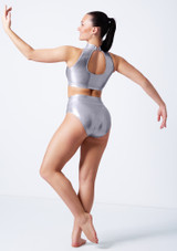 Alegra Metallic Georgie High-Waisted Dance Brief Dark Grey Back 3 [Grey]