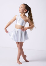 Alegra Girls Metallic Scarlett Asymmetric Top Silver Front [Silver]