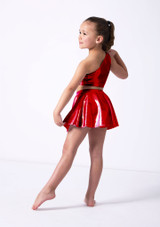 Alegra Girls Metallic Scarlett Asymmetric Top Red Front [Red]