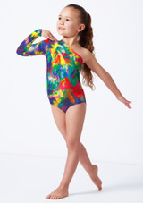 One sleeved asymmetric leotard JUN Front [Green]