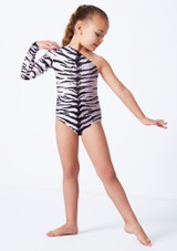 One sleeved asymmetric leotard ZEB Front [Black]