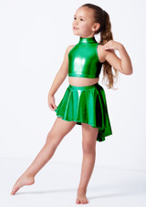 Alegra Metallic Electra Girls Racer Crop Top Emerald Back [Green]