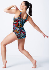 V-dip leotard AZT Back [Patterned]