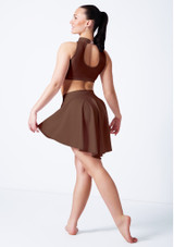 Alegra Shiny Sara High-Low Skirt Brown Front [Brown]