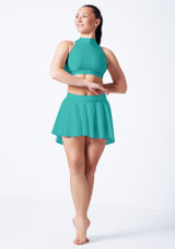 Alegra Shiny Sara High-Low Skirt Jade Front 8 [Green]