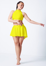 Alegra Shiny Sara High-Low Skirt Fluorescent Yellow Front 2 [Yellow]