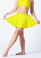 Alegra Shiny Jasmine Circle Mini Skirt Fluorescent Yellow Front [Yellow]