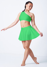 Alegra Shiny Jasmine Circle Mini Skirt Vert Front [Green]