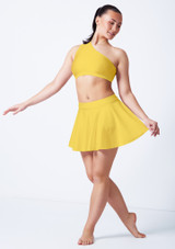 Alegra Shiny Jasmine Circle Mini Skirt Yellow Front [Yellow]