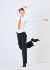 Alegra Shiny Elasticated Tie Fluorescent Orange Front [Orange]