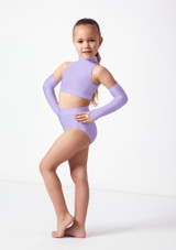 Alegra Girls Shiny Electra Racer Crop Top Amethyst Front [Purple]