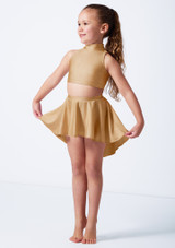 Alegra Girls Shiny Electra Racer Crop Top Flesh Front 4 [Tan]