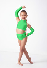 Alegra Girls Shiny Electra Racer Crop Top Vert Front [Green]