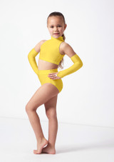 Alegra Kids Shiny Charlie Dance Top Yellow Front [Yellow]