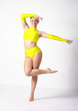 Alegra Dance Sleeves Fluorescent Yellow Front 2 [Yellow]