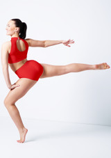 Alegra Shiny Electra Racer Crop Top Fluorescent Yellow Front 2 [Yellow]