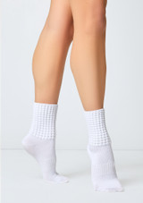Irish dance poodle socks ankle length White Front 2 [White]