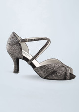 Werner Kern Delphine Brocade Dance Shoe - 2.36" Black and Silver Front [Black]