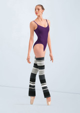 Stripe leg warmers Black Front [Black]