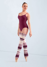 Stripe leg warmers Pink Front [Pink]