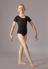 Short sleeved, scoop neck leo (as Freya) Black Front 4 [Black]