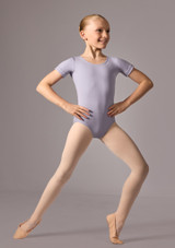 Short sleeved, scoop neck leo (as Freya) Lilac Front 2 [Purple]