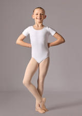 Short sleeved, scoop neck leo (as Freya) White Front 3 [White]